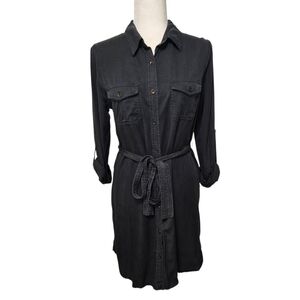 Universal Thread Womens Charcoal Grey Collared Button Down Casual Dress Sz Small